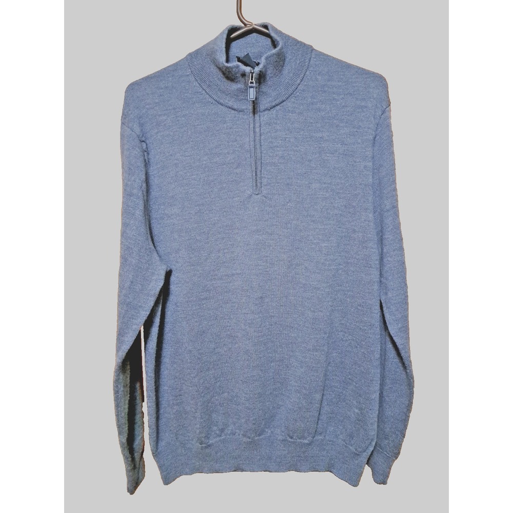 Jos. A. Bank Men's Gray Merino Wool 1/4 Zip Long Sleeve Knit Sweater Pullover XL